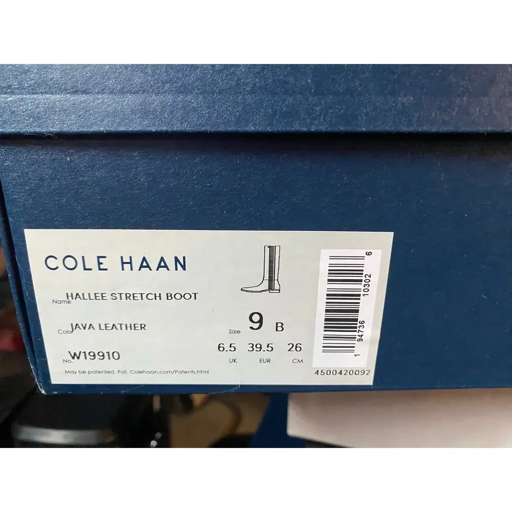NWT Cole Haan Hallee Stretch Boot Java Leather Womens Size 9 Wide Boots